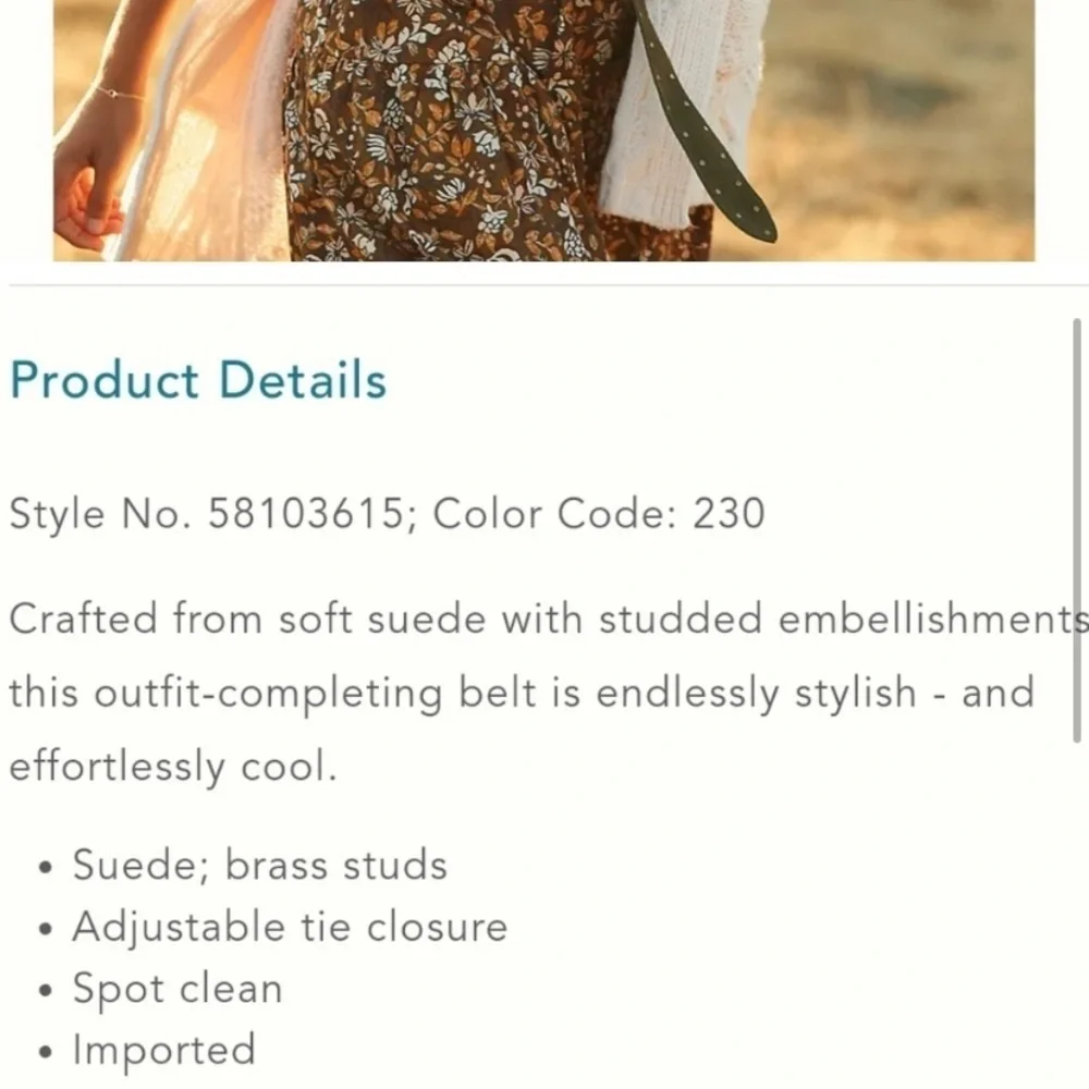 Anthro Brynn Studded Wrap Belt in Natural New